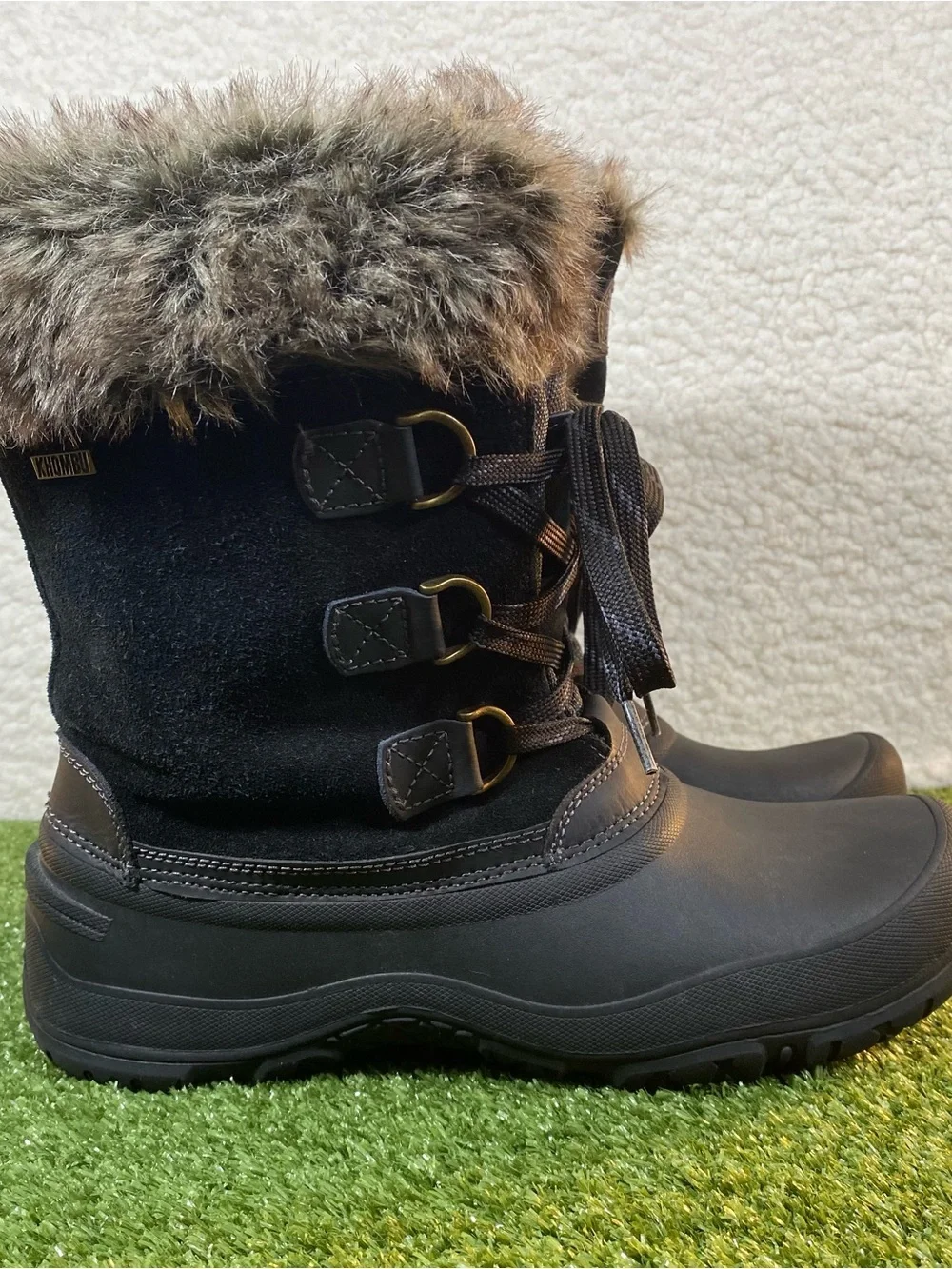 Khombu The Slope Winter Boots Women 11 Black Suede Faux Fur Eskimo Style Snow